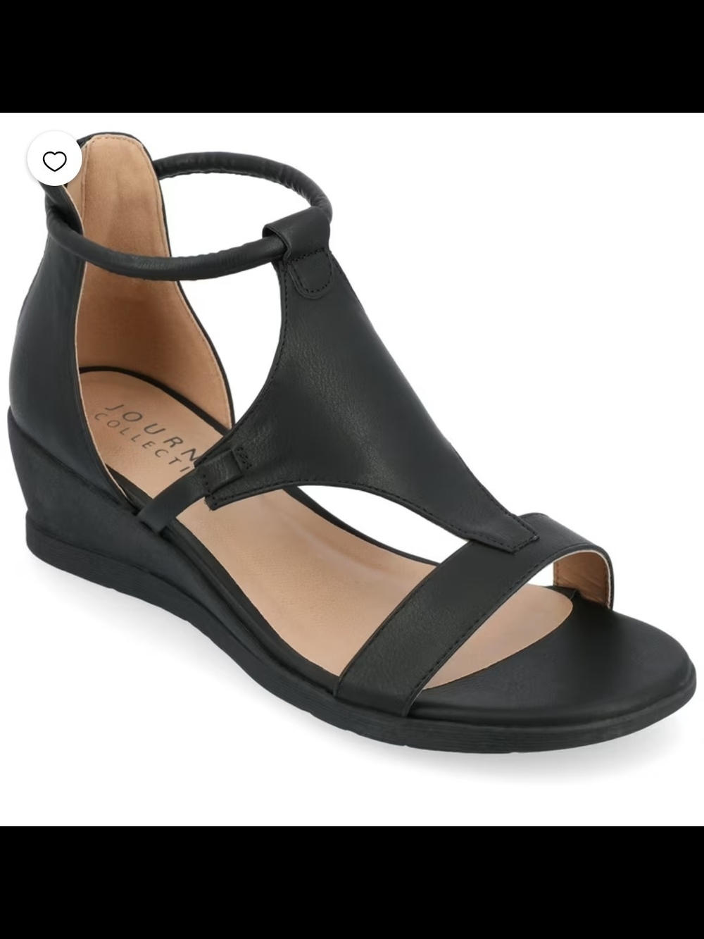 Journee Women's Trayle Black Heel Zip Wedge Sandals for Size 8.5 B